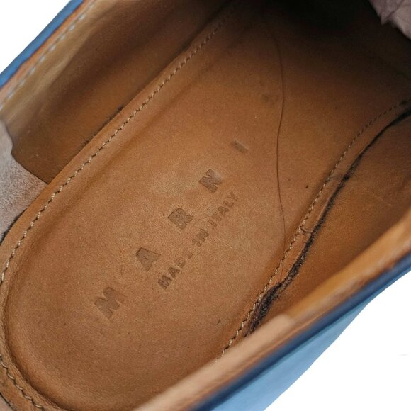 MARNI NAVY/BROWN FRONT FLAP LEATHER SHOES (36) - Picture 9 of 12